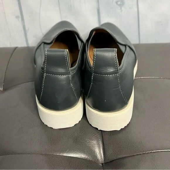 Everlane gray leather pointy toe wedge loafers size 9.5 new
