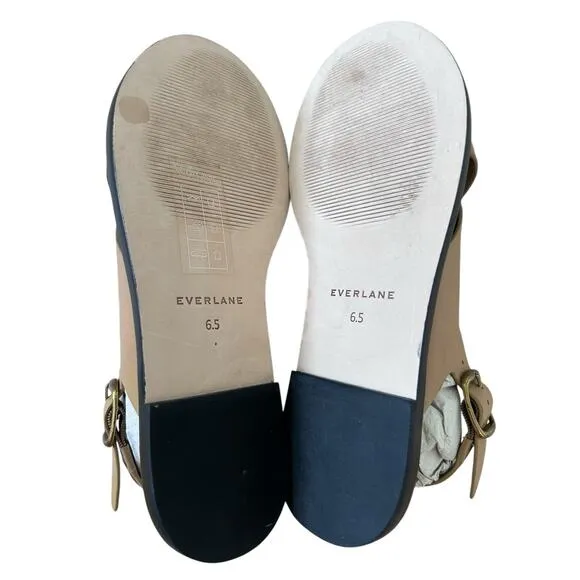 EVERLANE Women’s Leather The City Crossover Sandal in Light Taupe-Sz 6.5