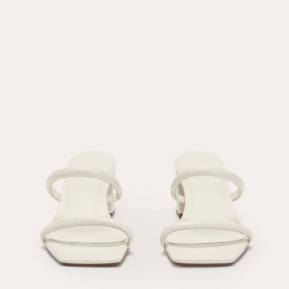 Everlane Women's White Leather The Double Strap Heel Sandals 11