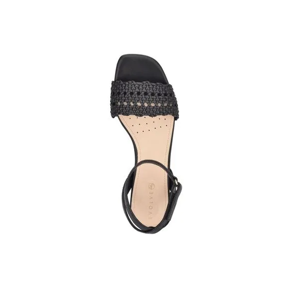 EVOLVE Womens Black Adjustable Strap Comfort Ingrid2 Open Toe Sandals Shoes 5.5
