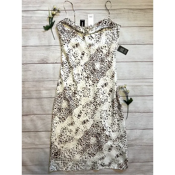 EXPRESS Rachel Zoe Printed Satin Cowl Neck Midi Slip Dress