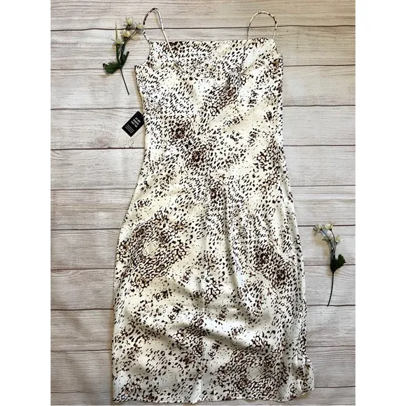 EXPRESS Rachel Zoe Printed Satin Cowl Neck Midi Slip Dress