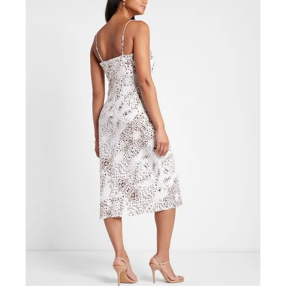 EXPRESS Rachel Zoe Printed Satin Cowl Neck Midi Slip Dress