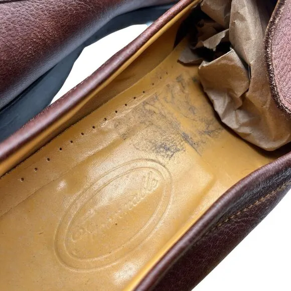 Faconnable Loafers Mens Size 12 Tan Brown Leather Square Toe Slip On Driver Shoe