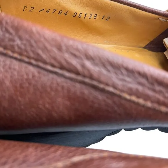 Faconnable Loafers Mens Size 12 Tan Brown Leather Square Toe Slip On Driver Shoe