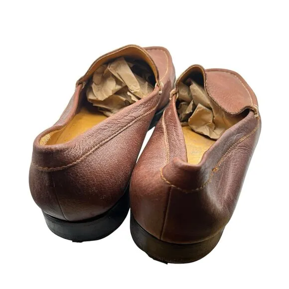 Faconnable Loafers Mens Size 12 Tan Brown Leather Square Toe Slip On Driver Shoe