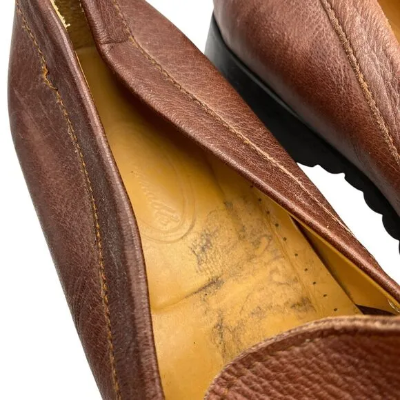 Faconnable Loafers Mens Size 12 Tan Brown Leather Square Toe Slip On Driver Shoe