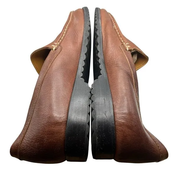 Faconnable Loafers Mens Size 12 Tan Brown Leather Square Toe Slip On Driver Shoe