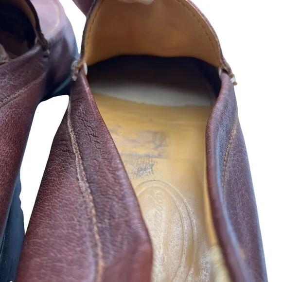 Faconnable Loafers Mens Size 12 Tan Brown Leather Square Toe Slip On Driver Shoe
