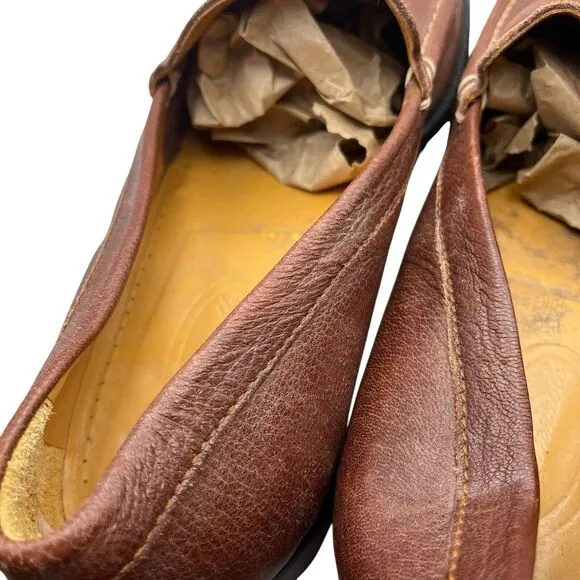 Faconnable Loafers Mens Size 12 Tan Brown Leather Square Toe Slip On Driver Shoe