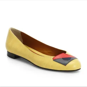 FENDI Monster eye saffiano leather ballerina flats