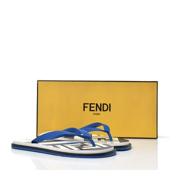 Fendi  Rubber FF Mens Logo Thong Sandals
