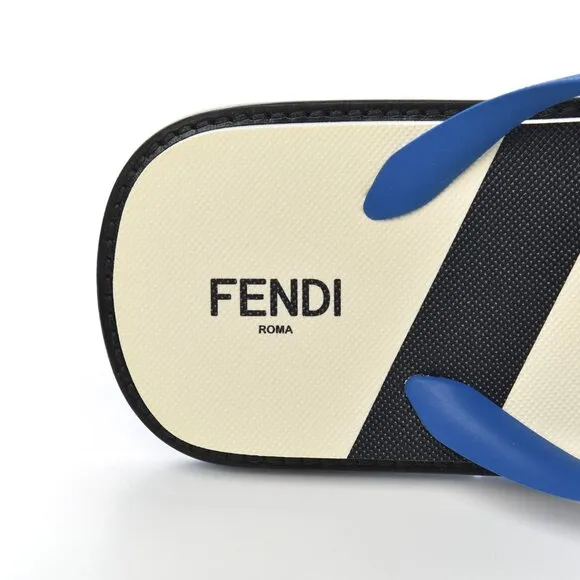 Fendi  Rubber FF Mens Logo Thong Sandals