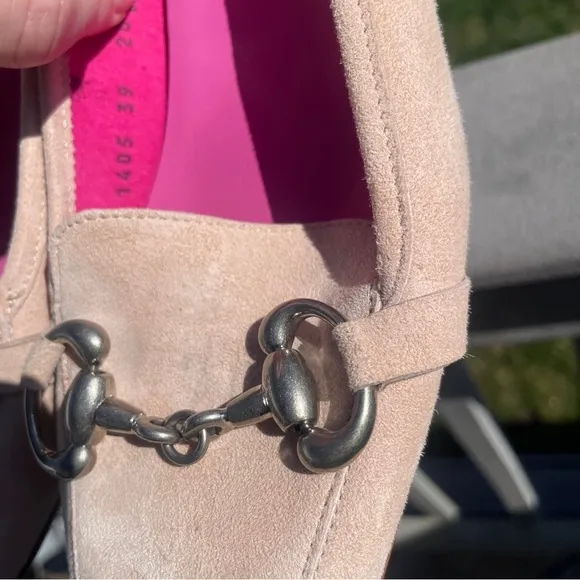 Ferca 81 Blush Made In‎ Italy Suede Loafers Moccasin Heels With Hardware 8.5 39