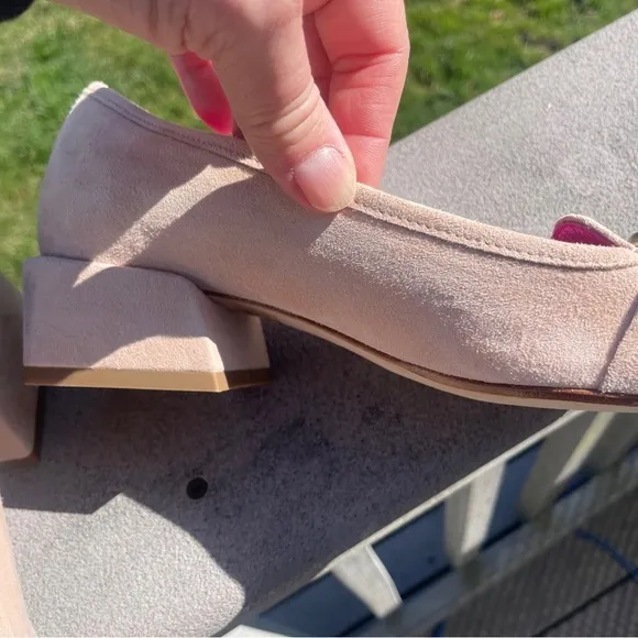Ferca 81 Blush Made In‎ Italy Suede Loafers Moccasin Heels With Hardware 8.5 39