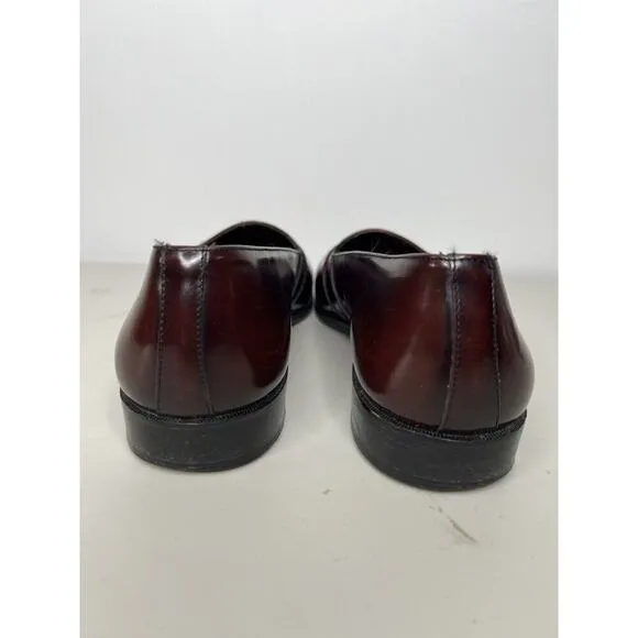 Ferracini Penny Loafer Burgundy Slip Shoes Leather Made In Italy Men’s Sz 9.5