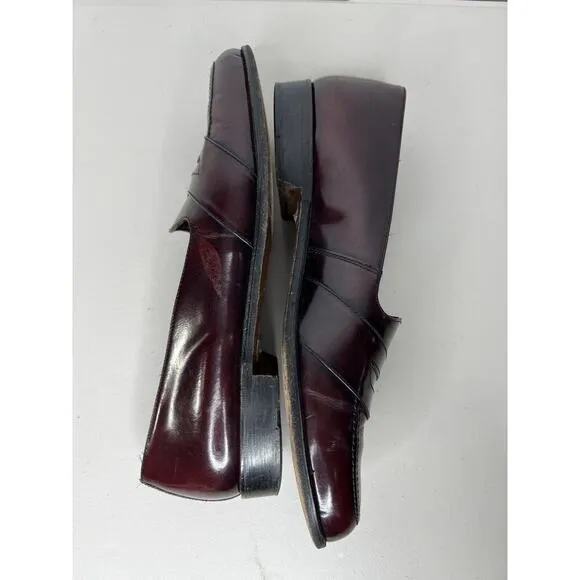 Ferracini Penny Loafer Burgundy Slip Shoes Leather Made In Italy Men’s Sz 9.5