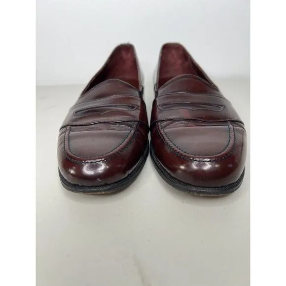 Ferracini Penny Loafer Burgundy Slip Shoes Leather Made In Italy Men’s Sz 9.5