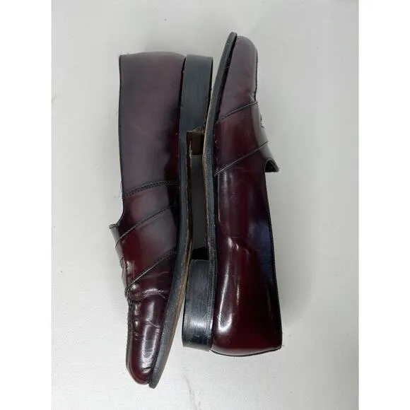 Ferracini Penny Loafer Burgundy Slip Shoes Leather Made In Italy Men’s Sz 9.5