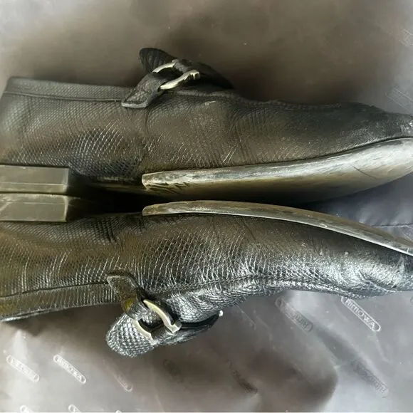 Ferragamo dress shoe horsebit loafers Silver buckle logo shoes driving s…