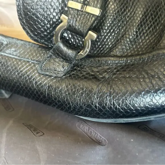 Ferragamo dress shoe horsebit loafers Silver buckle logo shoes driving s…