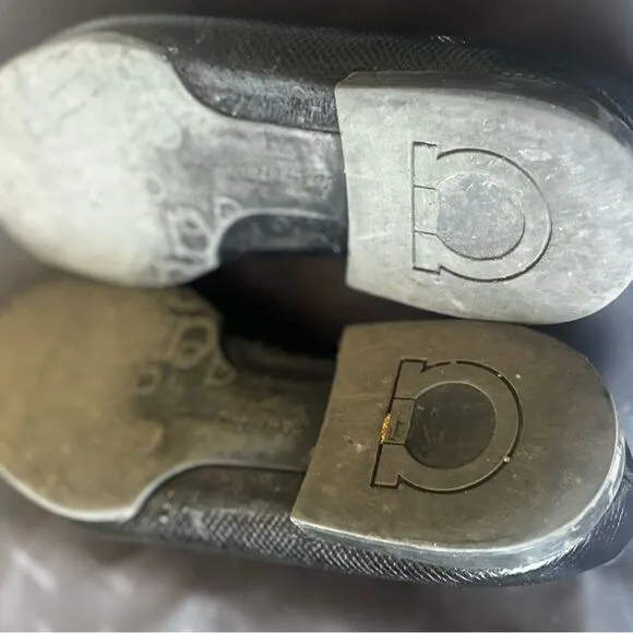 Ferragamo dress shoe horsebit loafers Silver buckle logo shoes driving s…