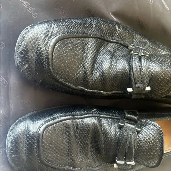 Ferragamo dress shoe horsebit loafers Silver buckle logo shoes driving s…