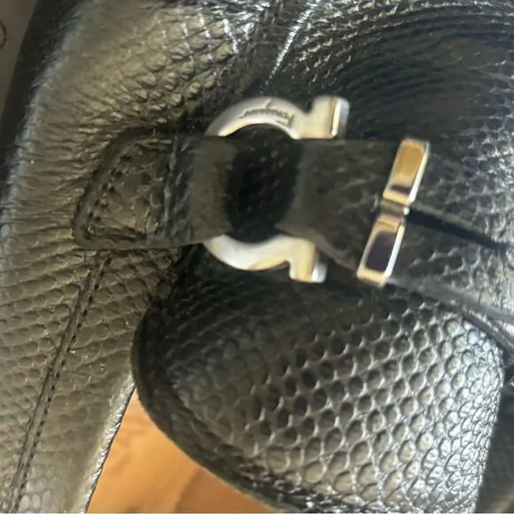 Ferragamo dress shoe horsebit loafers Silver buckle logo shoes driving s…