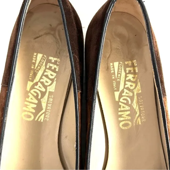 Ferragamo Loafer Ballet Flats 9 AAAA Brown Gray Black Suede Tassel Slip On Italy