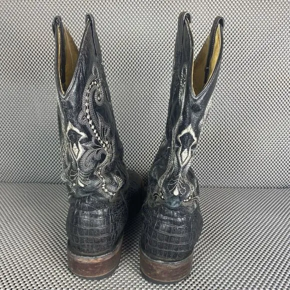 Ferrini Cowboy Boots Mens 10 D Black Caiman Gator Print Leather Western 4039304