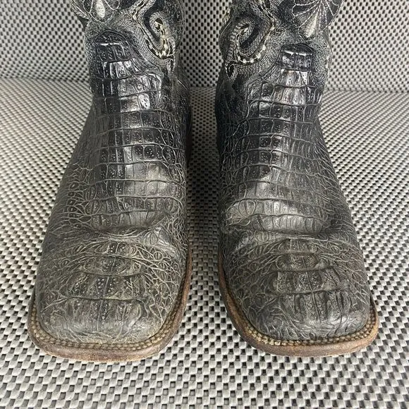 Ferrini Cowboy Boots Mens 10 D Black Caiman Gator Print Leather Western 4039304
