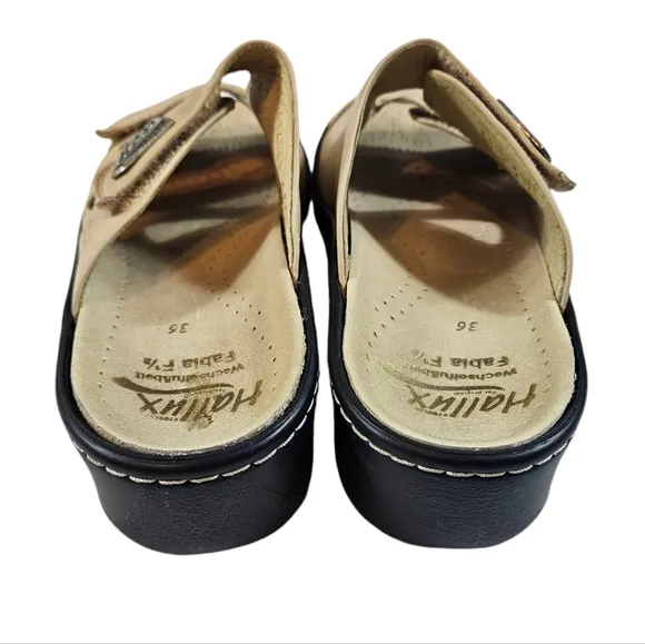 Fidelio Hallux Fabia Beige Tan Bunion Relief Sandals Sz 36 US 7 Adjustable Strap
