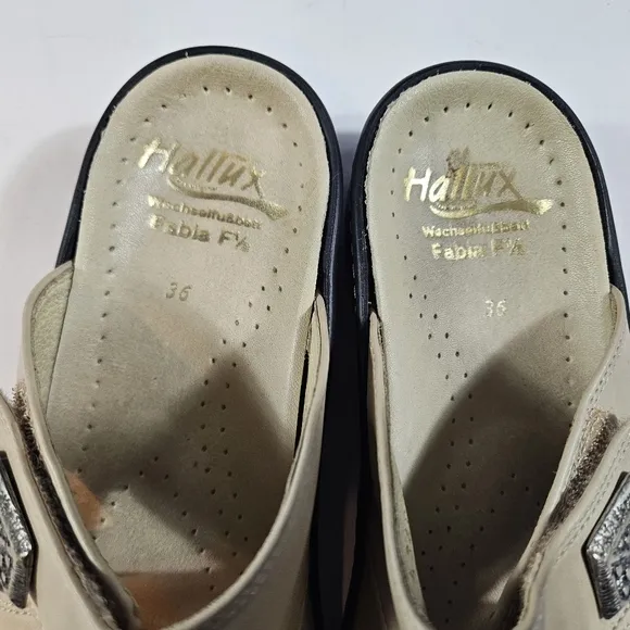 Fidelio Hallux Fabia Beige Tan Bunion Relief Sandals Sz 36 US 7 Adjustable Strap