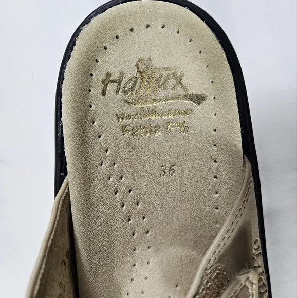 Fidelio Hallux Fabia Beige Tan Bunion Relief Sandals Sz 36 US 7 Adjustable Strap