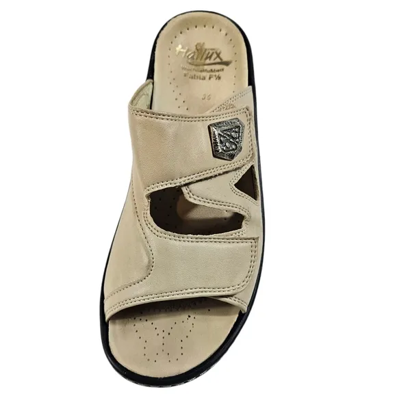 Fidelio Hallux Fabia Beige Tan Bunion Relief Sandals Sz 36 US 7 Adjustable Strap