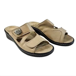 Fidelio Hallux Fabia Beige Tan Bunion Relief Sandals Sz 36 US 7 Adjustable Strap