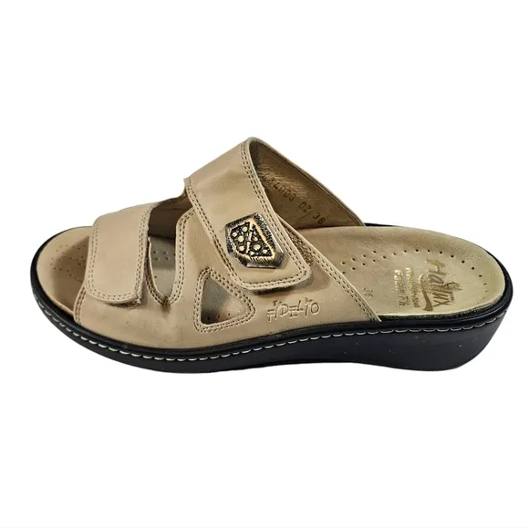 Fidelio Hallux Fabia Beige Tan Bunion Relief Sandals Sz 36 US 7 Adjustable Strap