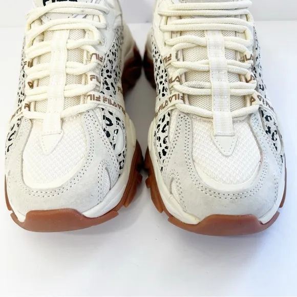 FILA Electrove TRAINERS IN CREAM AND LEOPARD PRINT WITH GUM SOLE-NEUTRAL Size 6