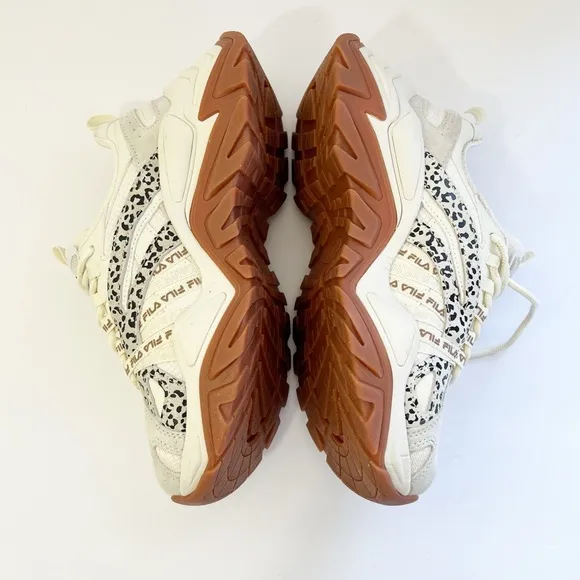 FILA Electrove TRAINERS IN CREAM AND LEOPARD PRINT WITH GUM SOLE-NEUTRAL Size 6
