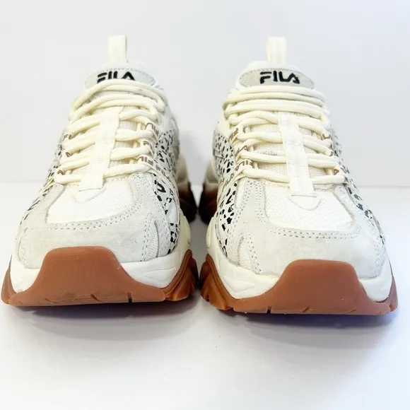 FILA Electrove TRAINERS IN CREAM AND LEOPARD PRINT WITH GUM SOLE-NEUTRAL Size 6