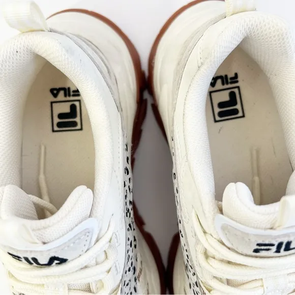 FILA Electrove TRAINERS IN CREAM AND LEOPARD PRINT WITH GUM SOLE-NEUTRAL Size 6