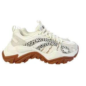 FILA Electrove TRAINERS IN CREAM AND LEOPARD PRINT WITH GUM SOLE-NEUTRAL Size 6