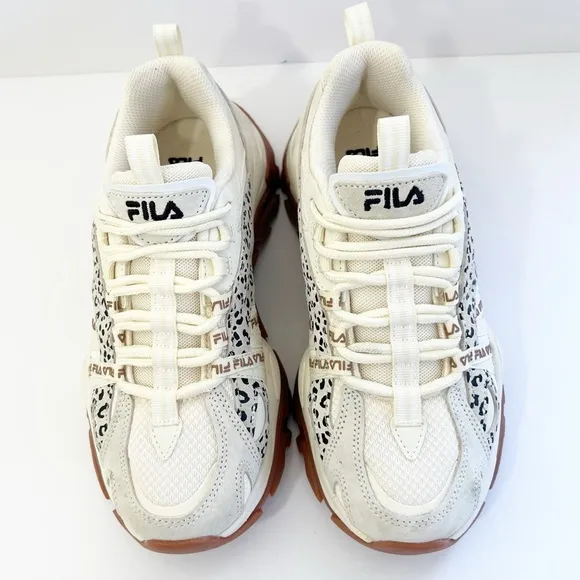 FILA Electrove TRAINERS IN CREAM AND LEOPARD PRINT WITH GUM SOLE-NEUTRAL Size 6