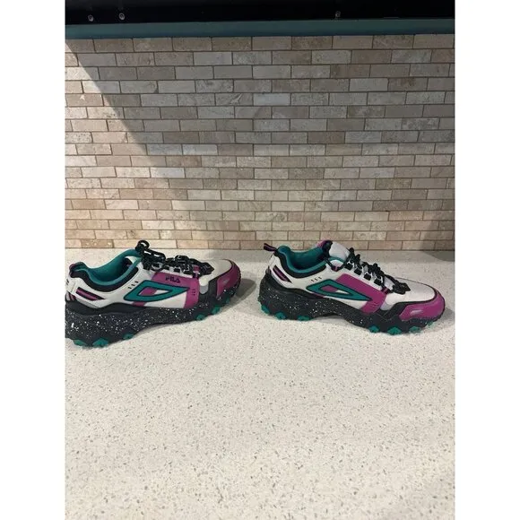 FILA Oakmont TR purple Multi Color Block Leather Chunky Sneakers