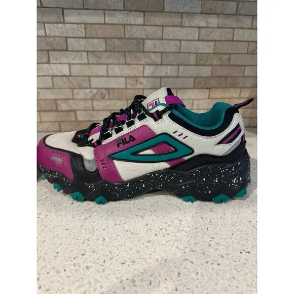 FILA Oakmont TR purple Multi Color Block Leather Chunky Sneakers