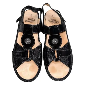 Finn Comfort Black Patent Leather Adana Sandals Women’s size 7.5