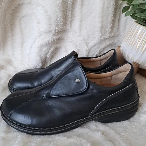 Finn Comfort Flagstaff Loafers Black Leather Comfort Shoes Women's Sz 9 EUC