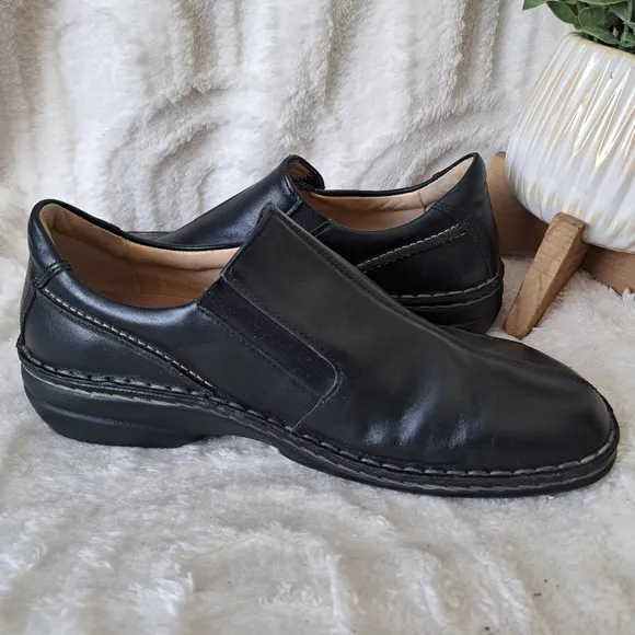 Finn Comfort Flagstaff Loafers Black Leather Comfort Shoes Women's Sz 9 EUC
