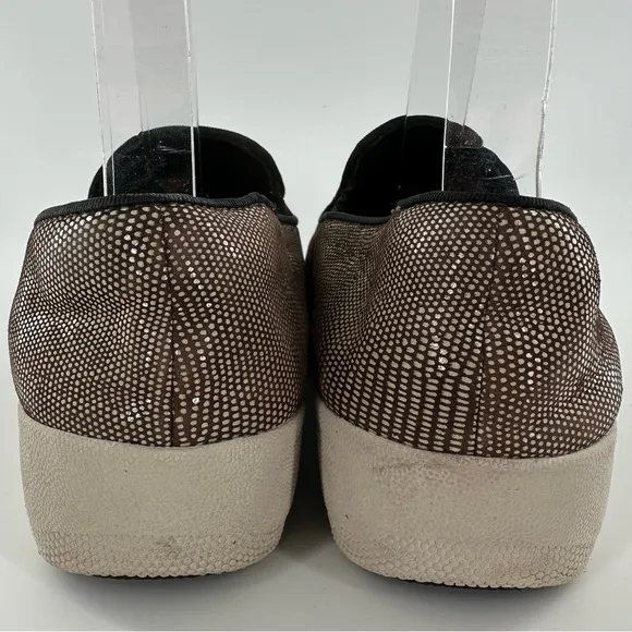 Fitflop superskate flats size 7 38 bronze leather Slip on lizard print loafers