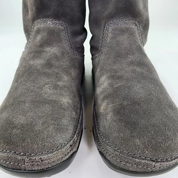 Fitflop Womens Superboot Wobble Board Hi US 9 Gray Suede Pull-On Ankle Boots